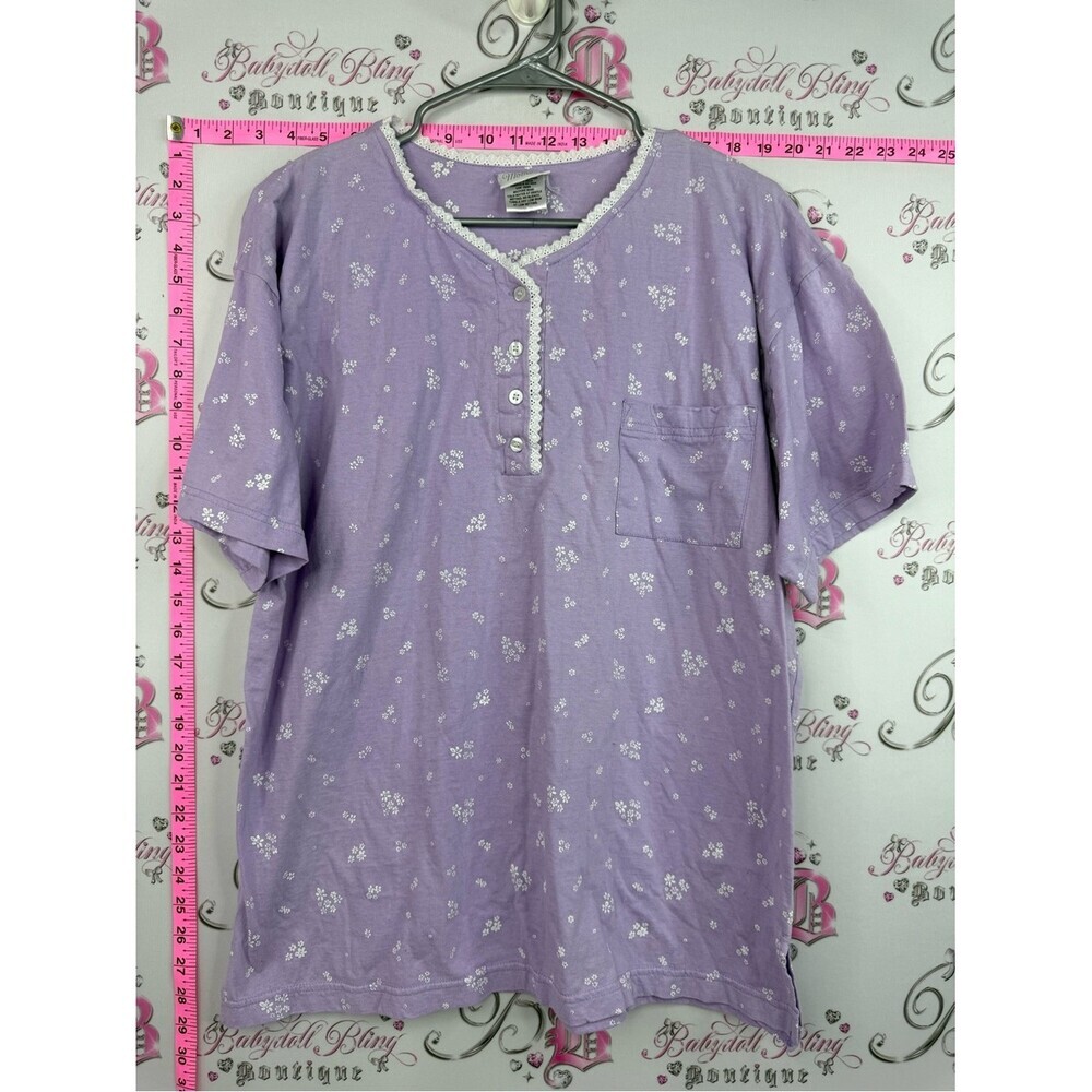 Quiet moments tshirt top Lavender Floral Cotton Henley Shirt